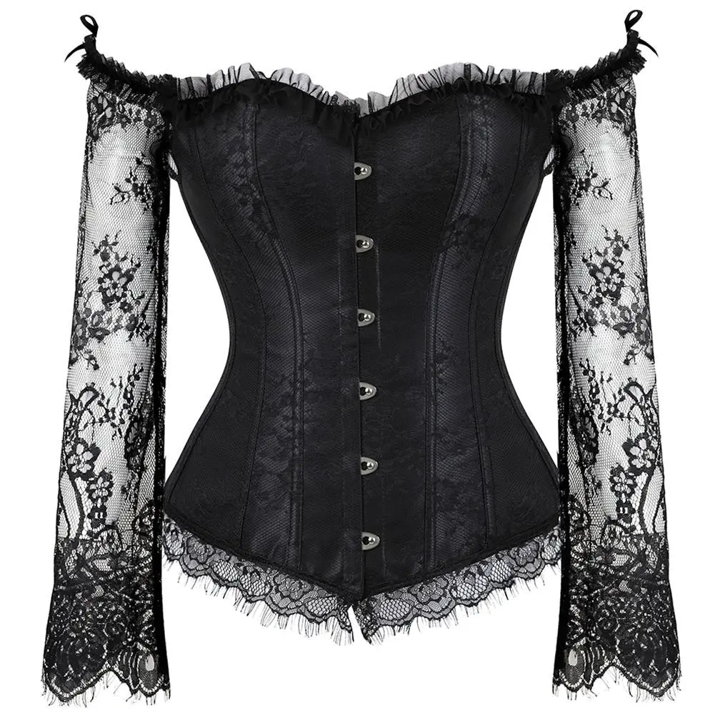 MILALEE Halloween Costume Plus Size Queen Gothic Overbust Corset Lace Up Bustier Steampunk Victorian Waist Cincher Witchy Clothes for Women 8125-ZC1