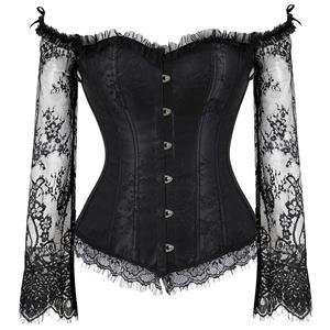 MILALEE Halloween Costume Plus Size Queen Gothic Overbust Corset Lace Up Bustier Steampunk Victorian Waist Cincher Witchy Clothes for Women 8125-ZC1