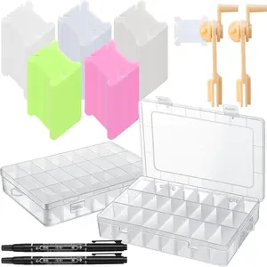 GlikCeil 250 Pcs Set Embroidery Floss Bobbins Kit with Organizer Boxes, Bobbin Winder, Markers - Cross Stitch Thread Storage Set with Hard Plastic Bobbins in 5 Colors for Craft DIY Sewing Supplies