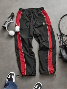 Men's Fashion Casual Sports Pants, Loose Fit, Elastic Cuff, Unique Print, Simple Versatile, Nylon Fabric, Perfect for Daily Wear, Athleisure Pants, Athleisure Style Pants, Athleisure Style Bottoms