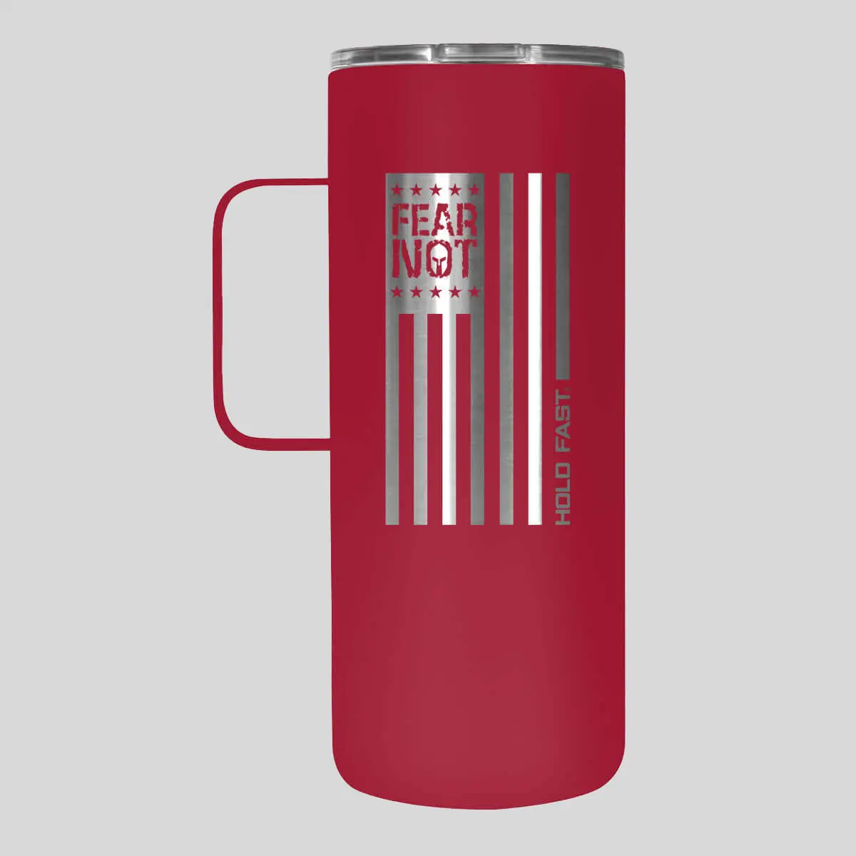 HOLD FAST 22 oz Stainless Steel Vacuum Flask Tumbler-Mug with Handle, Lid, Fear Not Flag Design for Coffee