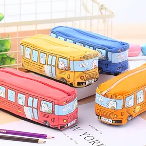 Creative Cartoon Large Capacity Bus Pencil Case, Cute Korean Style Car Pen Bag, School Supplies Organizer, Ideal Gift for Students