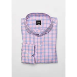 Wrinkle-Free Soft Pink and Blue Performance Ultra-Stretch Tartan Shirt