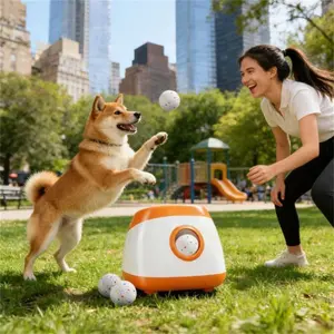 Orange Automatic Dog Ball Launcher - 5200mAh Battery, 98.4ft Remote, 3 Distance Settings - Engaging Toy for Active Dogs - Effortless Play & Endless Fun!
