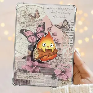 Cute Fire Demon Calcifer Anime Howl's Moving Castle Kindle Grip Book Bookish Magnetic Kindle Grip Book Lover Kindle Accessories Phone Holder PopSocket Phone Grip Magnetic Pop Socket Phone Grips