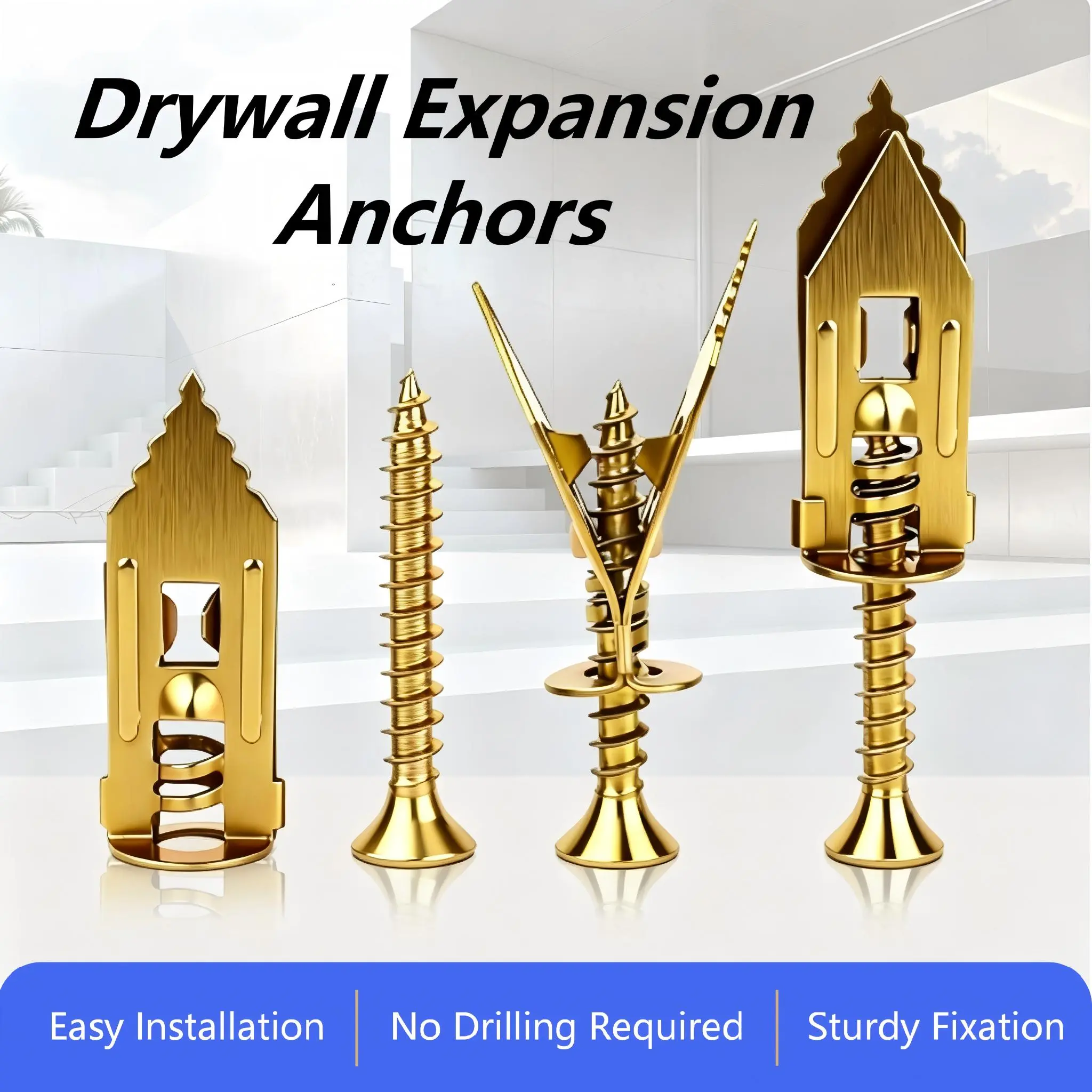 100pcs Self-Drilling Drywall Anchors & Screws Kit (0.48x1.38in) - Heavy-Duty Upgraded Fasteners, No Pre-Drilling Needed, 66 lbs Load Capacity, Ideal for Hollow Walls, Hammocks, Cabinets, Fixing Accessories