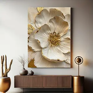 Frameless  ideal creative gift vintage cozy posterart home decor picture White Flower Canvas Wall Art 12x16Inch Unframed Modern Floral Painting Elegant Home Decor for Living Room & Bedroom Ornaments Print - Design
