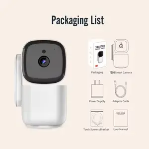 Panoramic intelligent camera with cloud storage and SD card storage, two-way voice, night vision function, 1080p HD camera, suitable for monitoring babies and pets, equipped with motion detection function, supports 2.4g WiFi (white) Safety Audio outdoor