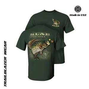Crappie “Slab Slayer” T-Shirt – Funny Fishing Graphic Tee for Men & Women, Casual Outdoor Shirt for Anglers & Lake Lovers