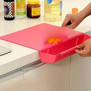 1pc LDQ 2-in-1 Non-Slip Cutting Board & Food Storage Container - Heavy-Duty Detachable Chopping Board with Slot-Compatible, Pink/Black Design for Indoor/ Kitchen, Camping, Picnic - Space-Saving Durable Kitchen Gadget, Kitchen Organizers And Storage