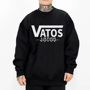 Chicano Clothing Vatos Loc Forever El Gallo Negro Mexican Clothes Lowrider Clothes Oversized Graphic Tee Medium Heavy Sweatshirt Hoodie for Men & Women Unisex Loose Fit 50% Cotton 50% Polyester