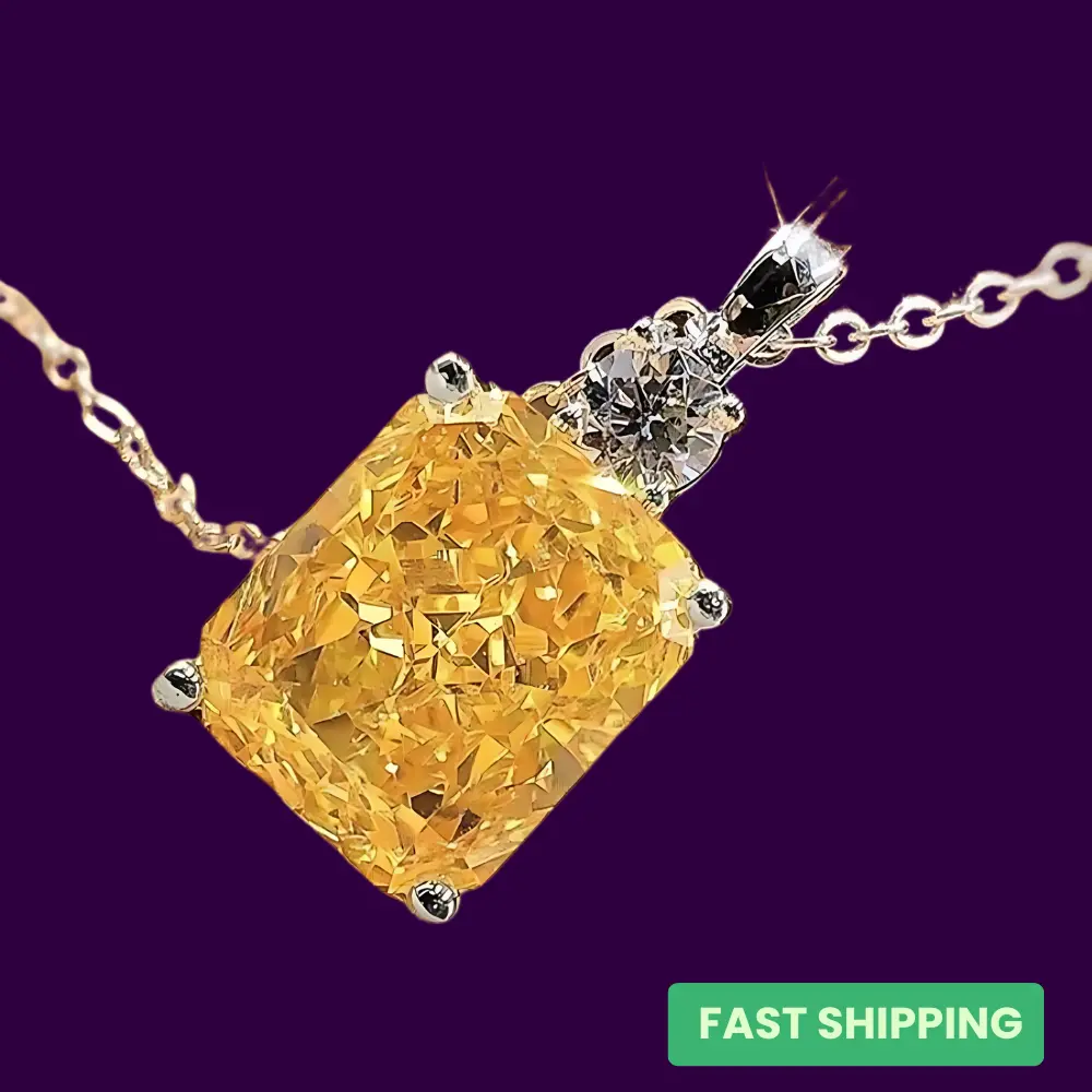 Elegant Citrine Birthstone Necklace – Silver-Plated Delicate Gemstone Jewelry for Women | November Crystal Pendant Gift Idea