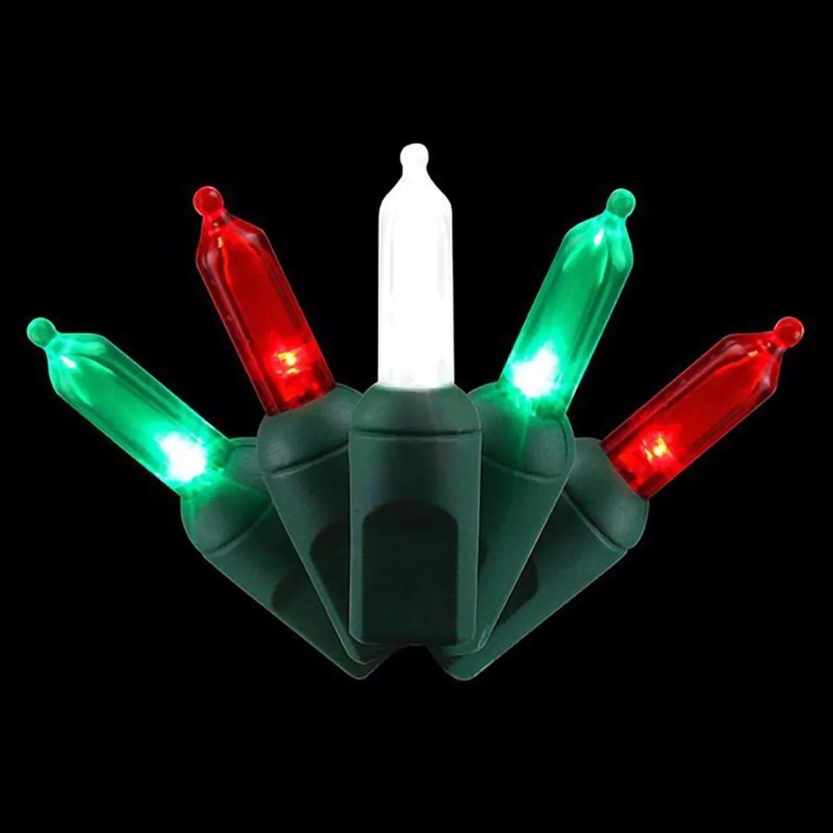 Ace Trading 9107464 Celebrations Platinum LED T5 String Christmas Lights Set - 50-Count, Red, Green, Pure White LED Bulbs, Indoor/Outdoor Festive Home Party Decoration Supplies (String Type, 50 T5 Lights)