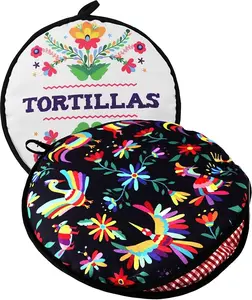 TWO SIDED!Tortilla Warmer, Size 11” Insulated and Microwaveable, Fabric Pouch Keeps Them Warm for up to One Hour! Perfect Holder for Corn & Flour For All Occasions!