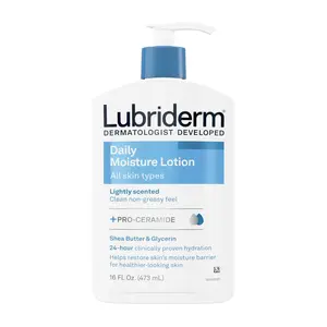Lubriderm Fragrance Free Daily Moisture Lotion + Pro-Ceramide, Shea Butter & Glycerin, Face, Hand & Body Lotion for Sensitive Skin, Hydrating Lotion for Healthier-Looking Skin, 24 fl. oz