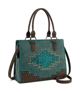 Montana West Tooled Aztec Concealed Carry Tote – Turquoise