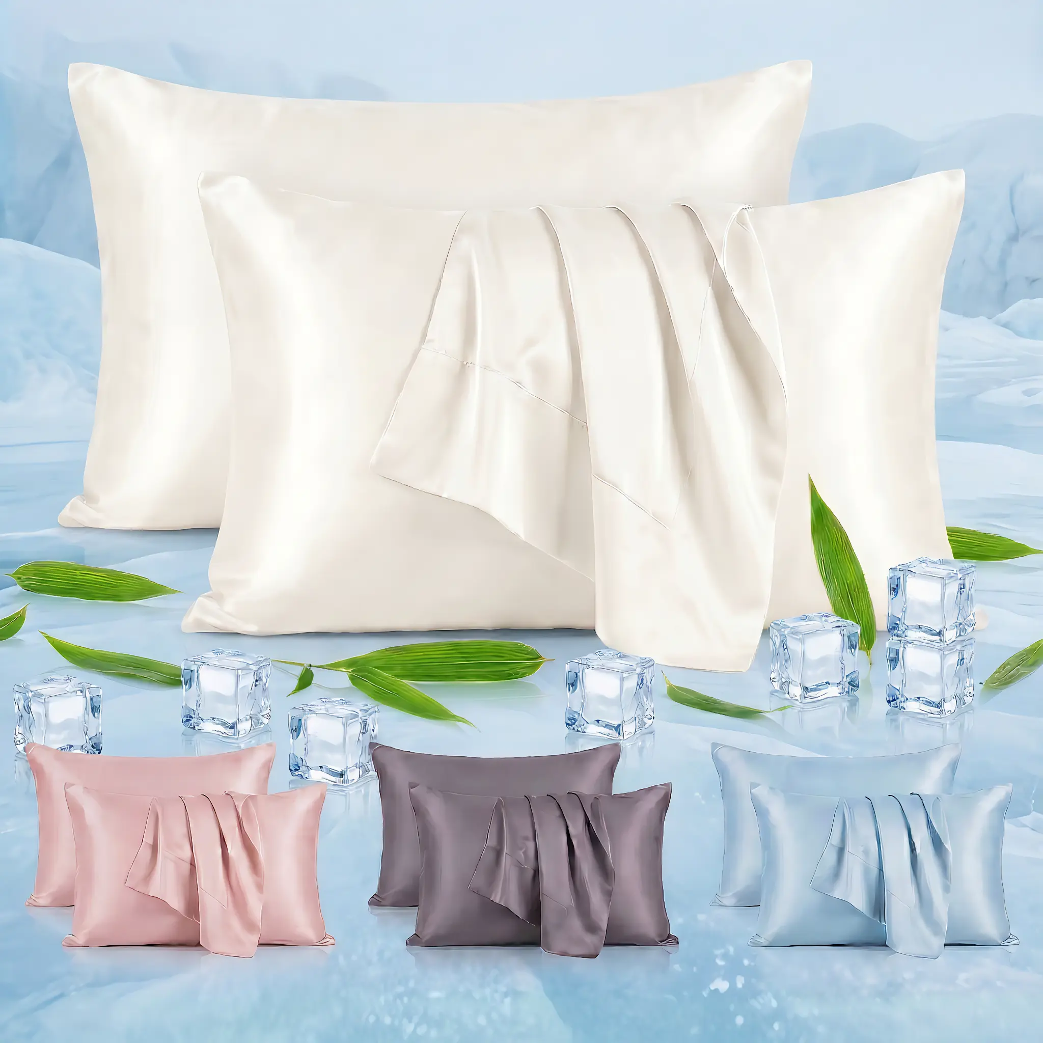 100% Bamboo Silk Pillowcases for Beauty Sleep, 2Pc Cooling Pillowcases for hotsleepers, Anti-Acne Pillowcases, Ultra Soft & Skin-Friendly Pet-FriendlyEnvelope Closure