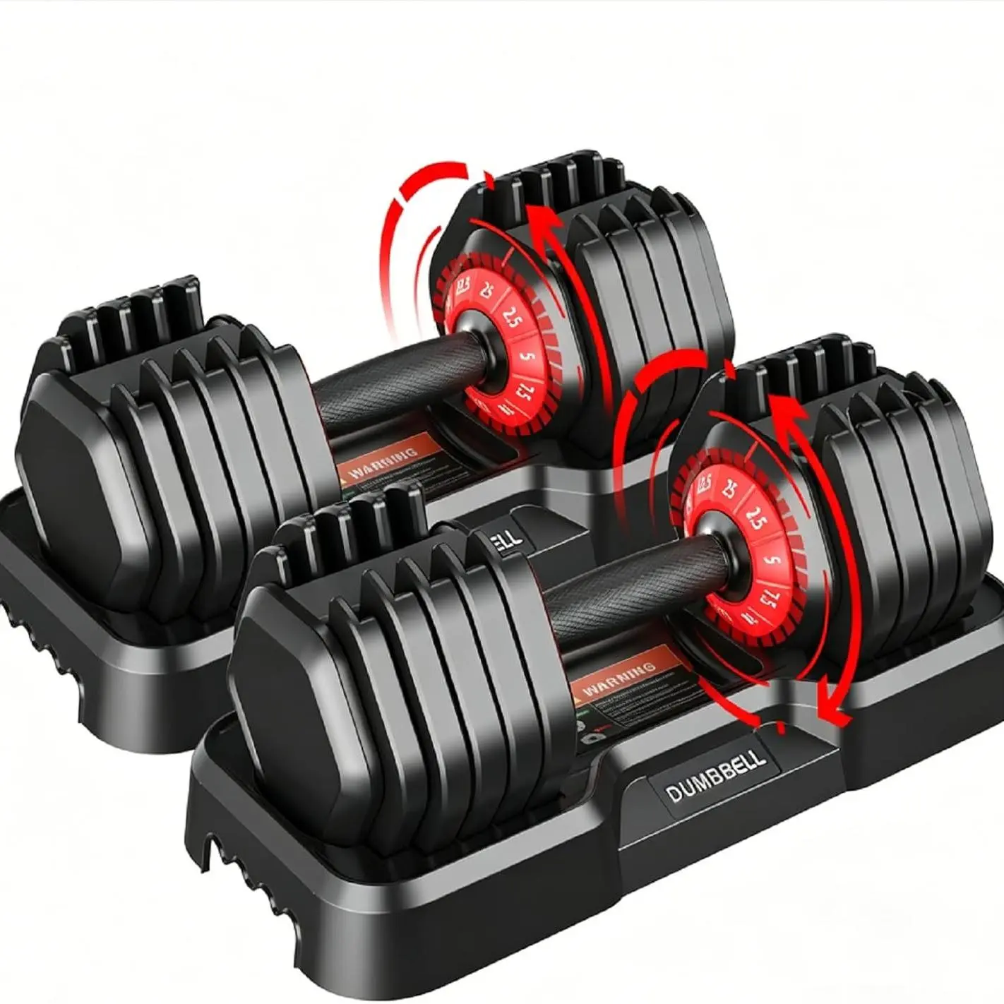 25lbs Adjustable Dumbbells Set of 2, 10 Weight Levels Quick Rotate Adjust Dumbbell Weight Set, Space Saving Home Gym Exercise Equipment for Full Body Strength Training