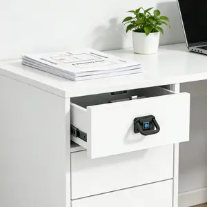 Drill-Free Fingerprint Cabinet & Drawer Lock, Childproof Toddler Safety Lock, Anti-Pinch Keyless Lock, USB Rechargeable, No Tools Needed for Home, RV & Office