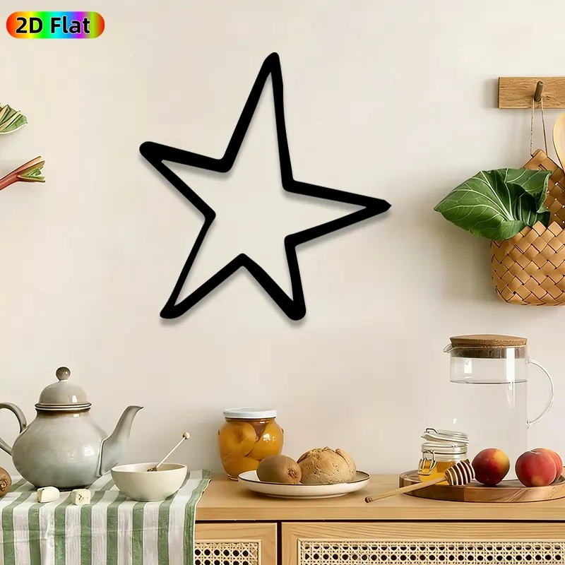 1pc Five-Pointed Star Metal Wall Art, Celestial Star Wall Sculptures Mural, Artistic Metalwork, Intricate Craftsmanship, Perfect for Christmas, New Year Decor, Perfect for Living Room Bedroom Balcony Decor, Ideal Gift for Celestial Decor Enthusiasts.
