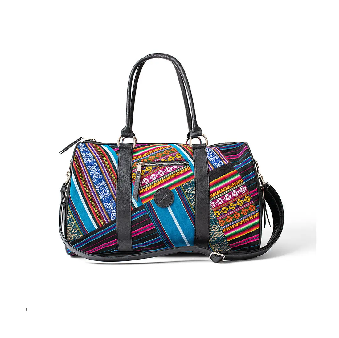Bluebird Patchwork Weekender Duffel Bag, Fashionable Duffel Bag, Lightweight Carry On, Versatile Travel Accessory for Short Trips