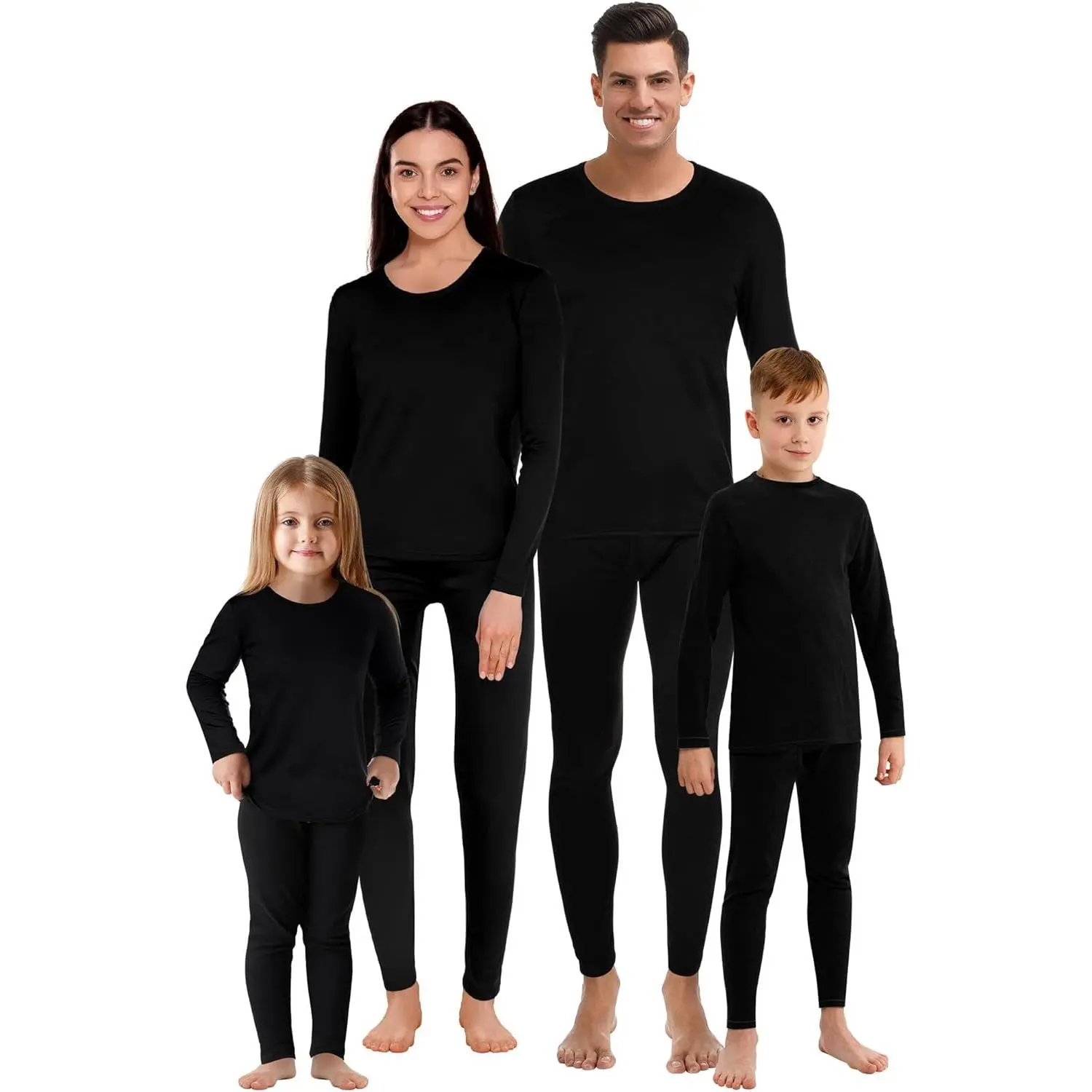 Thermal Underwear Set Full Family Winter Long Thermal Underwear Fleece Lined Base Layer Set for Women Men Boys Girls