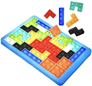 Fidget Toys Jigsaw Puzzle Bubble Board Game Sensory Fidget Toys Anxiety Autism Big Pop Bubble Puzzle Game Fidget Toy Sensory Stress Relief, Pop Push It, Stress Fidget Puzzle (Blue Puzzle)…