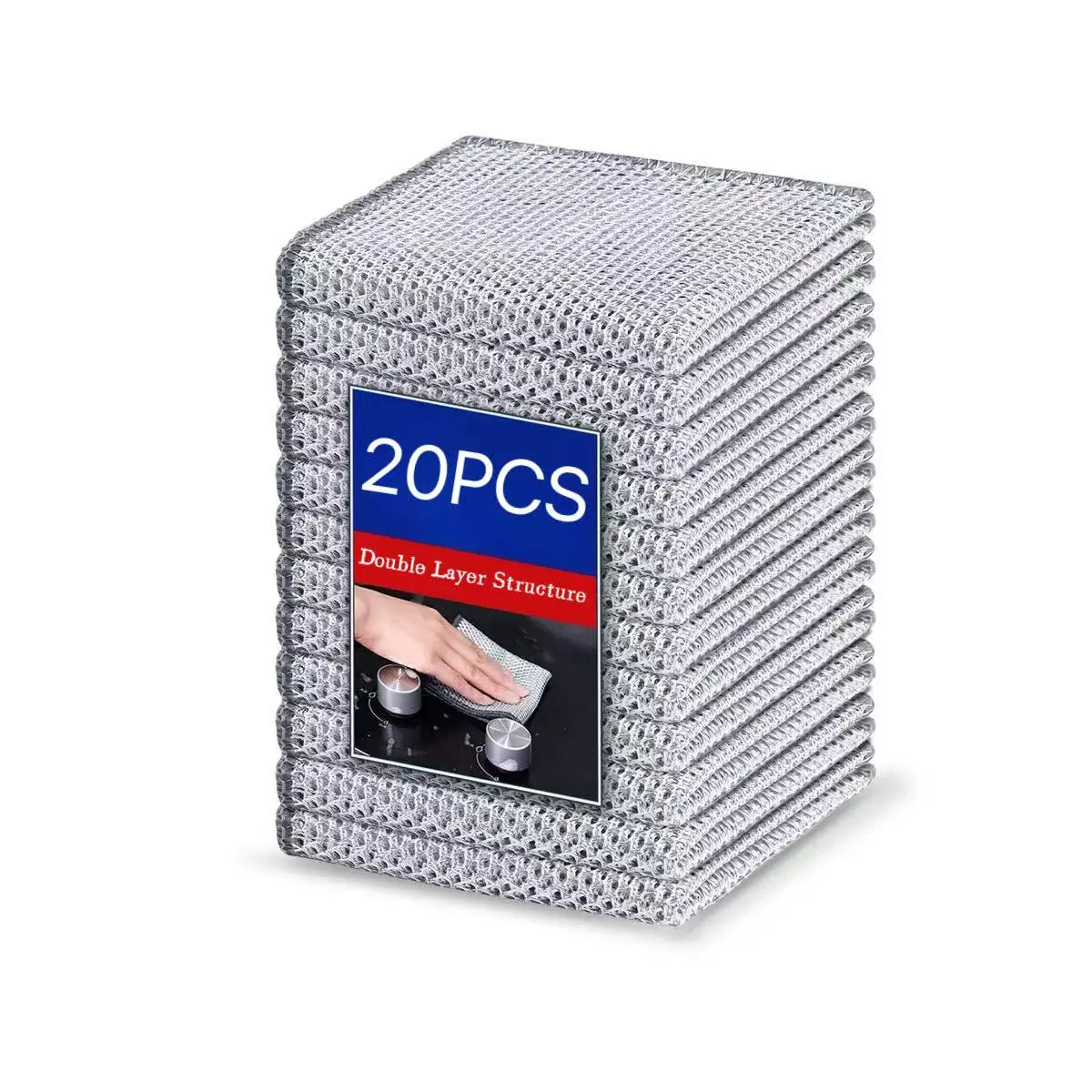 Upgraded Steel Wool Mesh Cloths (20-Pack), Soft Double-Layer Household Cleaning Cloths for Kitchen Sink, Cooking Pots, Tableware, Stovetops - Scratch-Resistant Multi-Purpose Home Care Supplies, Double-Layer Mesh