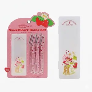 Strawberry Shortcake 6PC Derma Razors with Transparent Case for Eyebrow Grooming Sweetheart Edition