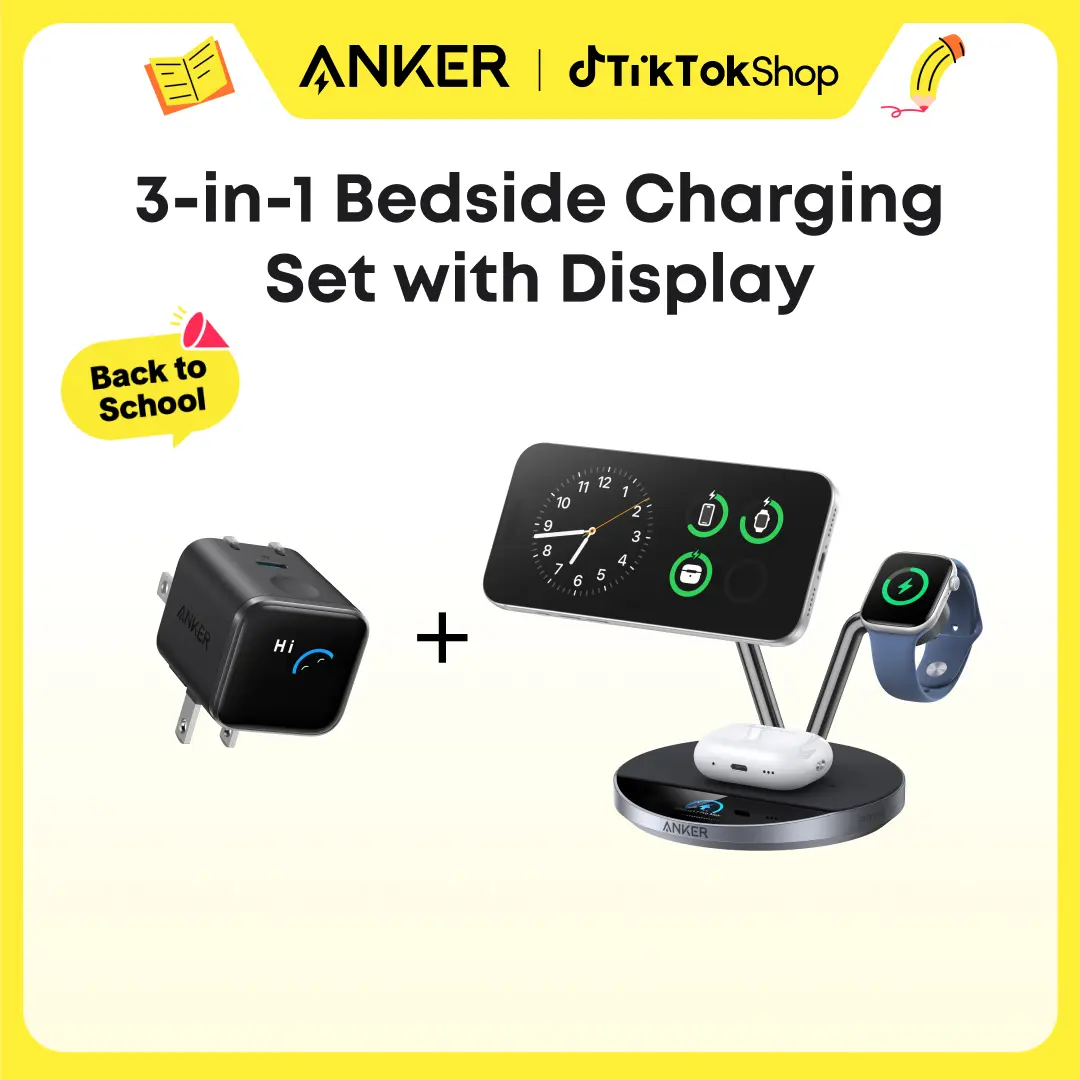Anker Prime MagSafe Charger Compatible, 3-in-1 Charging Station, Qi2 25W Wireless Charger Dock Stand, Smart Display with TEC Active Cooling & Anker 45W Fast Charging USBC Charger with LED Display, Fast Charging Block for iPhone 17/16/15 Series, MacBook so