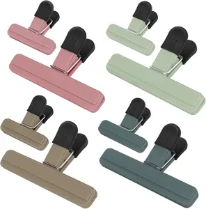 Chip Clips, 8 Pack Food Clips, Upgrade Wide Open Bag Clip for Food Storage with Air Tight Seal Grip Neutral Color (4 x L, 4 x S)