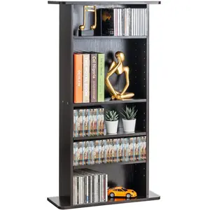 VEVOR Media Storage Cabinet, 5-layer DVD Shelf Holds up to 240 CDs, Adjustable CD Shelves, Protects Organizes Music, Movie, Video Games or Memorabilia Collections, Espresso