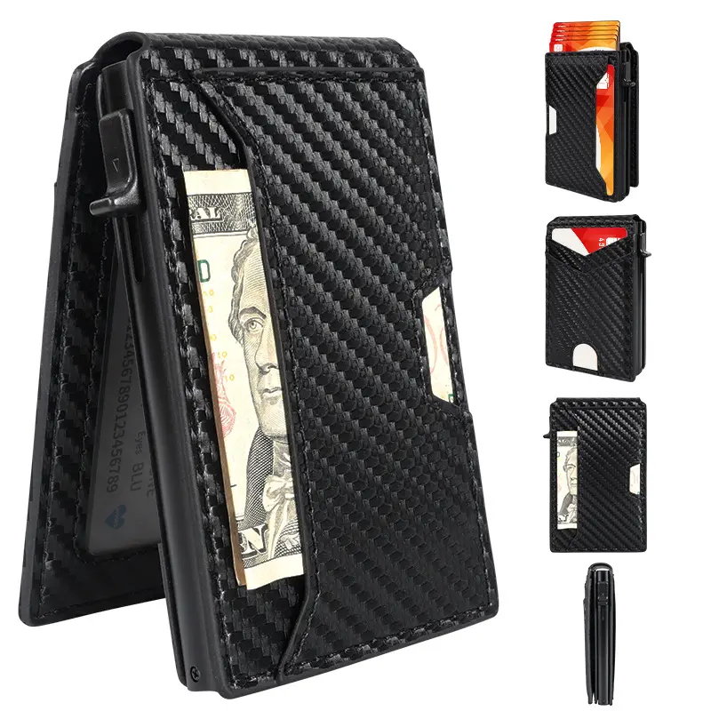 Men's Anti-Theft Aluminum Alloy RFID Blocking Slim Front Pocket Card Holder, Lightweight Durable Wallet for Credit Cards, Bills & ID