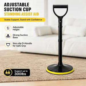 2-in-1 Medical Standing Helper Walking Cane, Height-Adjustable 27.2-35 in Mobility Aid, Stable Dual Base, Ergonomic D-Type Soft Grip, Portable Indoor-Outdoor Stand Assist Tool
