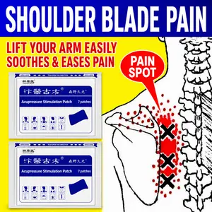 Back pain, shoulder blade area discomfort, lower back pain, muscle soreness in the back, fascia inflammation, swelling, stiffness, acupressure balm patches