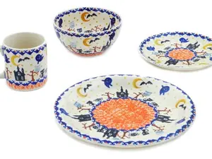Polish Pottery Place Setting 10" Halloween Spooky Vibe