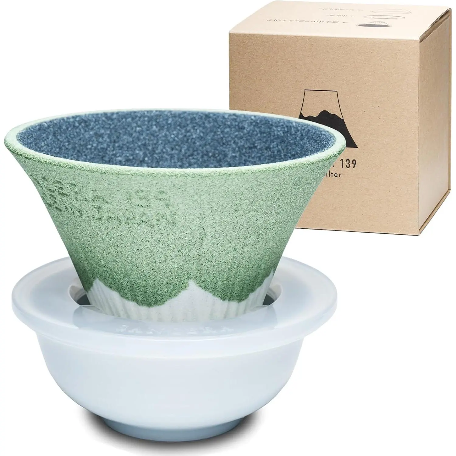 Ceramic  Coffee Filter Dripper Paperless Sustinable Mt. Fuji   (Light Green)
