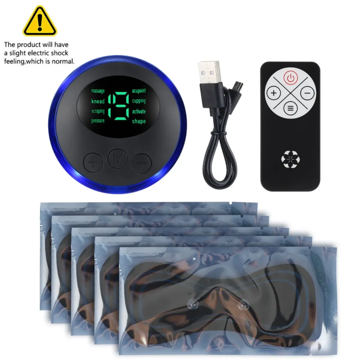 EMS Mini Pulse Massage Pad, wireless remote multi-mode physiotherapy, 19 Adjustable intensity levels, auto timing, portable massager for neck, shoulder, waist and legs, Massagers For Neck And Back Pain Relief