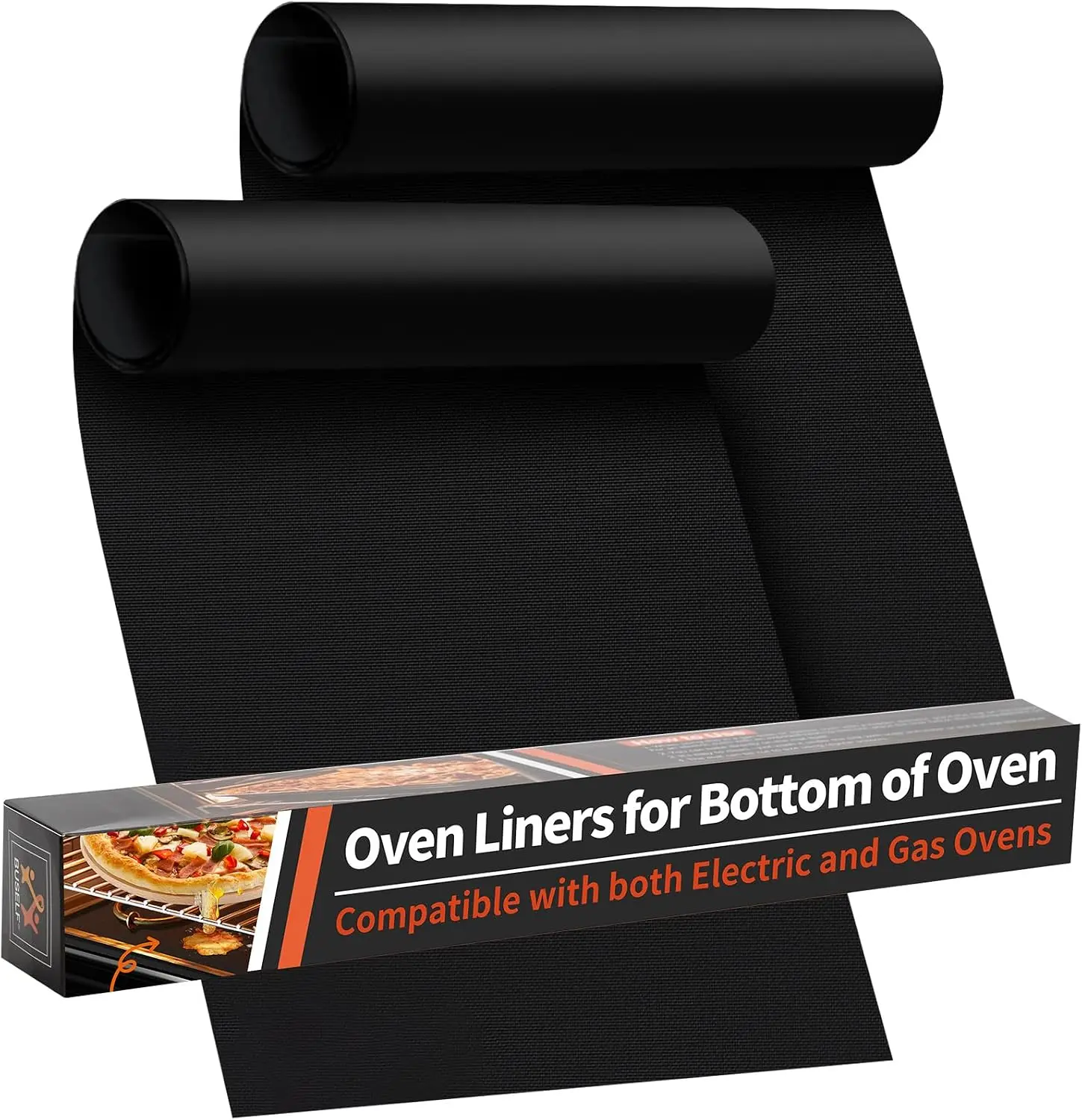 2 Pack Large Reusable Oven Liners, 17 x 25 Inch Heavy Duty Oven Mats for Electric, Gas, Toaster Ovens and Grills, Black