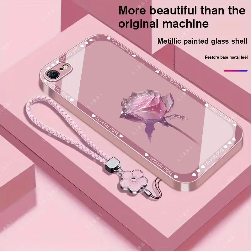 Suitable for [iPhone Se 2] Brand new premium phone case, Free four-leaf clover lanyard，drop-proof and fingerprint-resistant，simple and elegant design，multiple colors available YM99