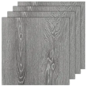 40 Sheet 12 x 12 Peel and Stick Vinyl Floor Tiles, Waterproof Wood Grey Self Adhesive Sticky Laminate Flooring for Bathroom Kitchen Basement RV