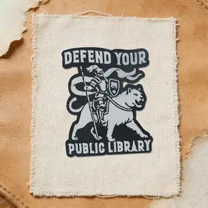 Defend Your Public Library Woven Label Patch, Self-Adhesive Iron-On Repair Patch for Clothes Jackets Hats Accessories