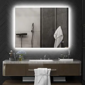 Dimmable Bathroom Mirror with Lights 37" x 35" Backlit LED Mirror Anti-Fog Memory Infinite Color Temperature Adjustable Brightness CRI90+ IP44 Waterproof