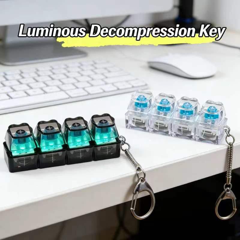 September Laurel  IlluLuminous Mechanical Keyboard Keychain, Clicky Decompression Fidget Toy, Glowing Stress Relief Key Button, Mini Keyboard Switch Keyring, Portable Anxiety Relief Gadget, Trendy Desk Toy Gift for Men & Women