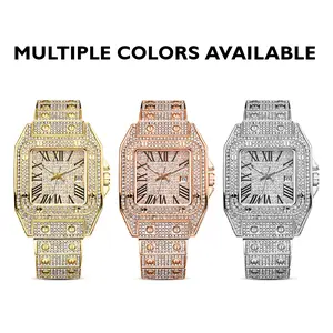 Luxurious diamond-studded square quartz wristwatch with gift box, a timeless classic, Black Friday limited-time sale