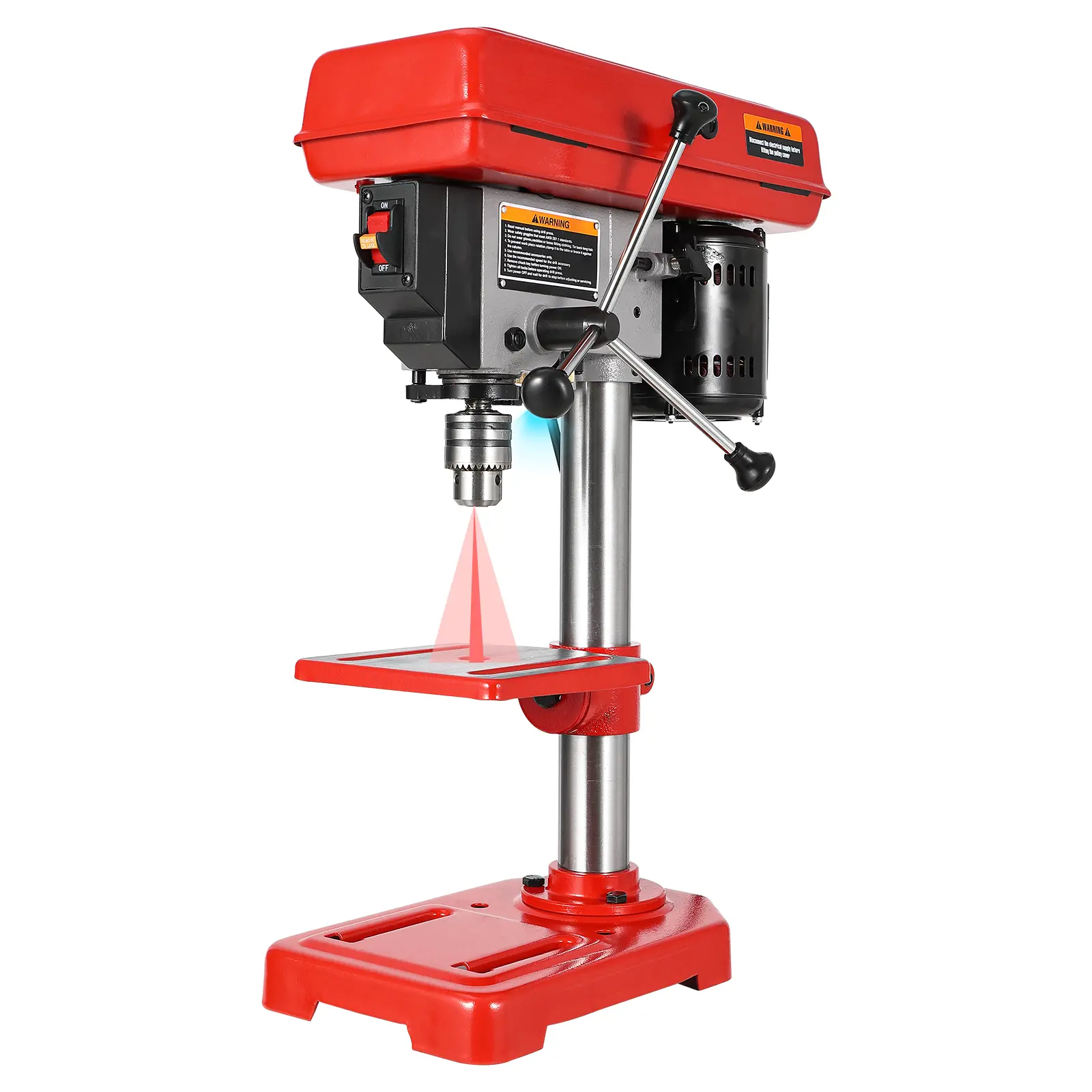Variable 5 Adjustable Speeds (620 to 3100 RPM) Mini Benchtop Drill Press with 0-45°Tilting Worktable with LED Light (1W) Precision Tabletop Drilling Machine for Wood, Metal, Plastic & DIY Projects