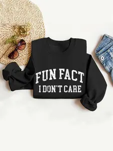 Women's Fun Fact I Don't Care Funny Sweatshirt, Loose-Fit Thick Kint Fabric, Casual Fall & Winter Wear, Perfect Gift Idea