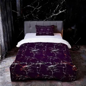 Dark Style Purple Black Marble Comforter Set, 2/3pcs, HD Digital Print, No Pillow Insert, Decorative Bedding for Bedroom, Hotel & Dorm, Great Gift for Home Decor