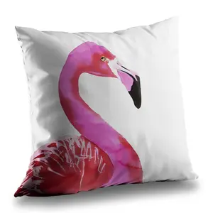 Begin Home Decor C1PC14143F789Q 14 x 14 in. Watercolor Proud Flamingo Profile - Pink Exotic Throw Pillow
