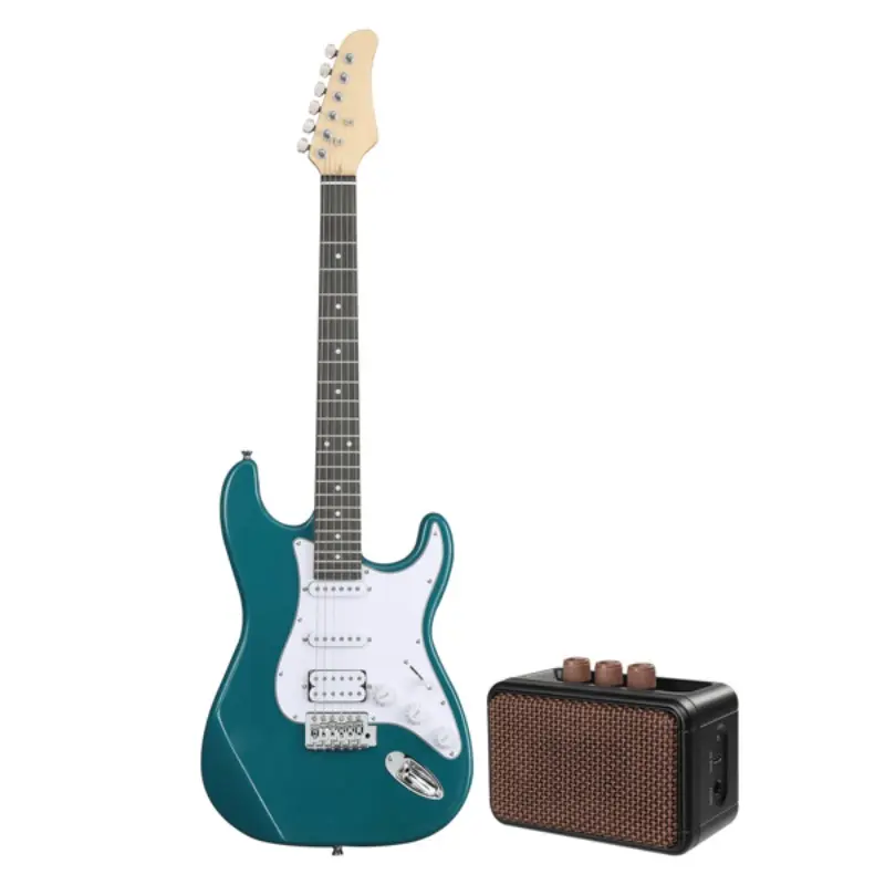 KST Stylish HSS Pickup Electric Guitar Kit with 5W Amp, Guitar Bag, Strap, Strings, 1 x Amp Wire, Spanner Tool, 1 x Wrench Tool, Mp3 Player Compatibility for Everywhere Use (Lake Blue)